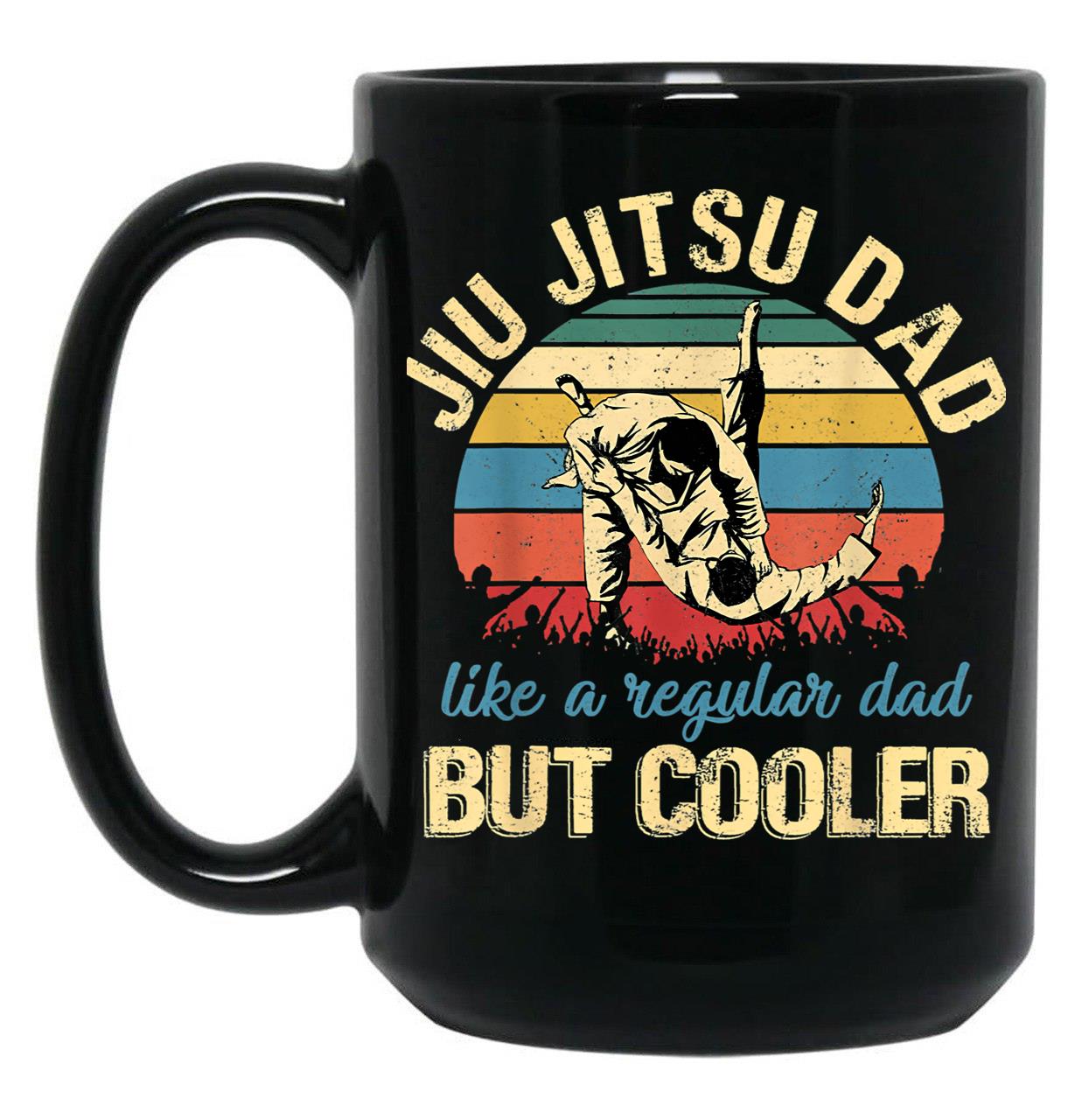 Fathers Day Jiu Jitsu Dad Training Father Vintage Funny Black Coffee Mug, Gift Coffee Mug