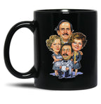 Fawlty Arts Towers Tv Series Characters Funny Design Black Coffee Mug, Gift Coffee Mug