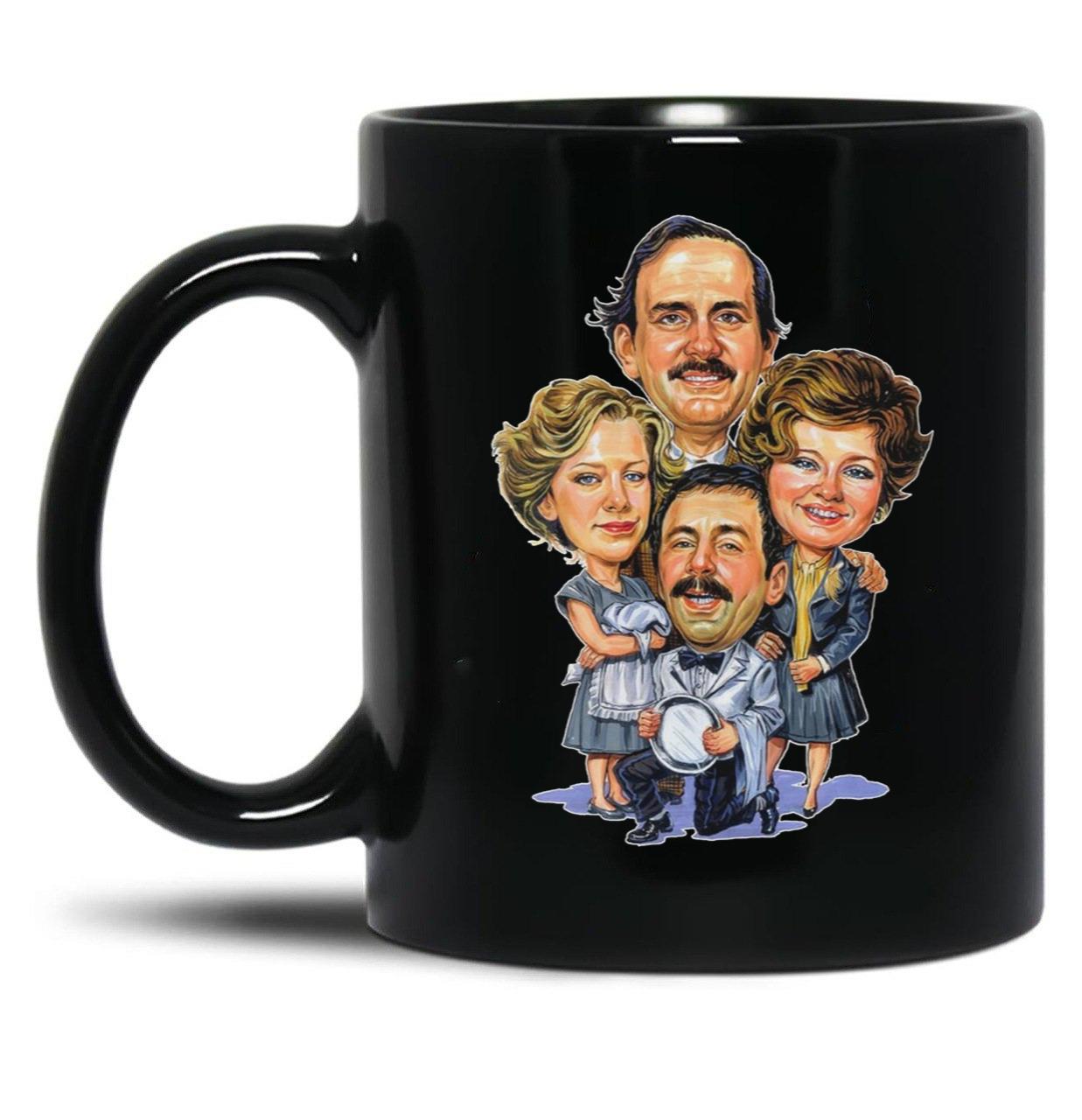 Fawlty Arts Towers Tv Series Characters Funny Design Black Coffee Mug, Gift Coffee Mug