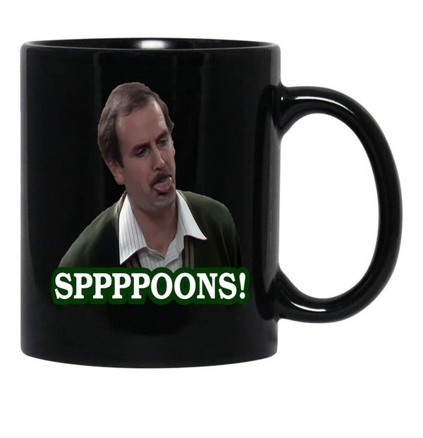 Fawlty Towers Sppppoons Black Coffee Mug, Gift Coffee Mug - Black