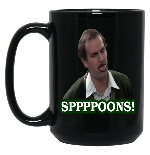 Fawlty Towers Sppppoons Black Coffee Mug, Gift Coffee Mug - Black