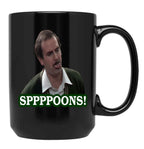 Fawlty Towers Sppppoons Black Coffee Mug, Gift Coffee Mug