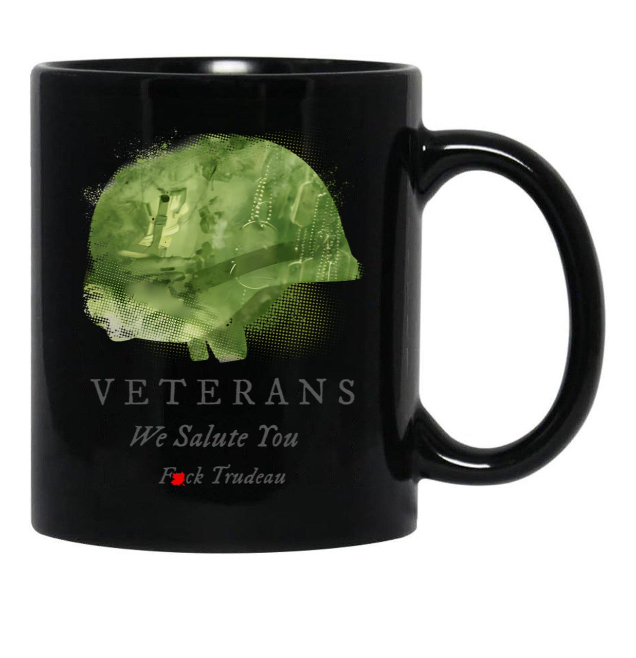 Fck Trudeau We Salute Vets Black Coffee Mug, Gift Coffee Mug - Black