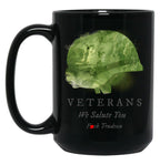 Fck Trudeau We Salute Vets Black Coffee Mug, Gift Coffee Mug