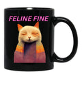 Feline Fine Black Coffee Mug, Gift Coffee Mug - Black