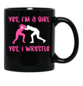Female Wrestler Girl Motif. Wrestling Black Coffee Mug, Gift Coffee Mug - Black