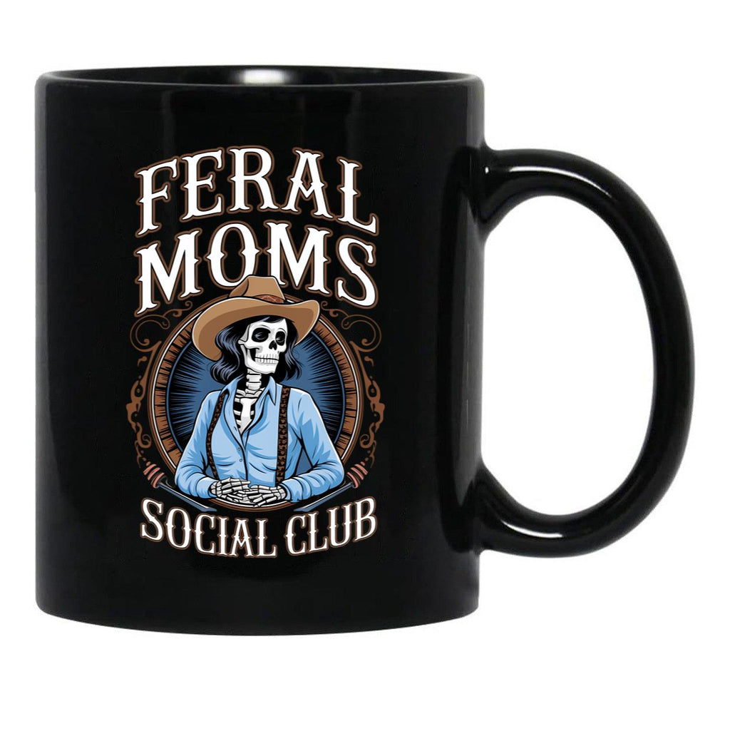 Feral Moms Social Club Black Coffee Mug, Gift Coffee Mug - Black