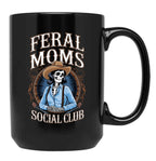 Feral Moms Social Club Black Coffee Mug, Gift Coffee Mug