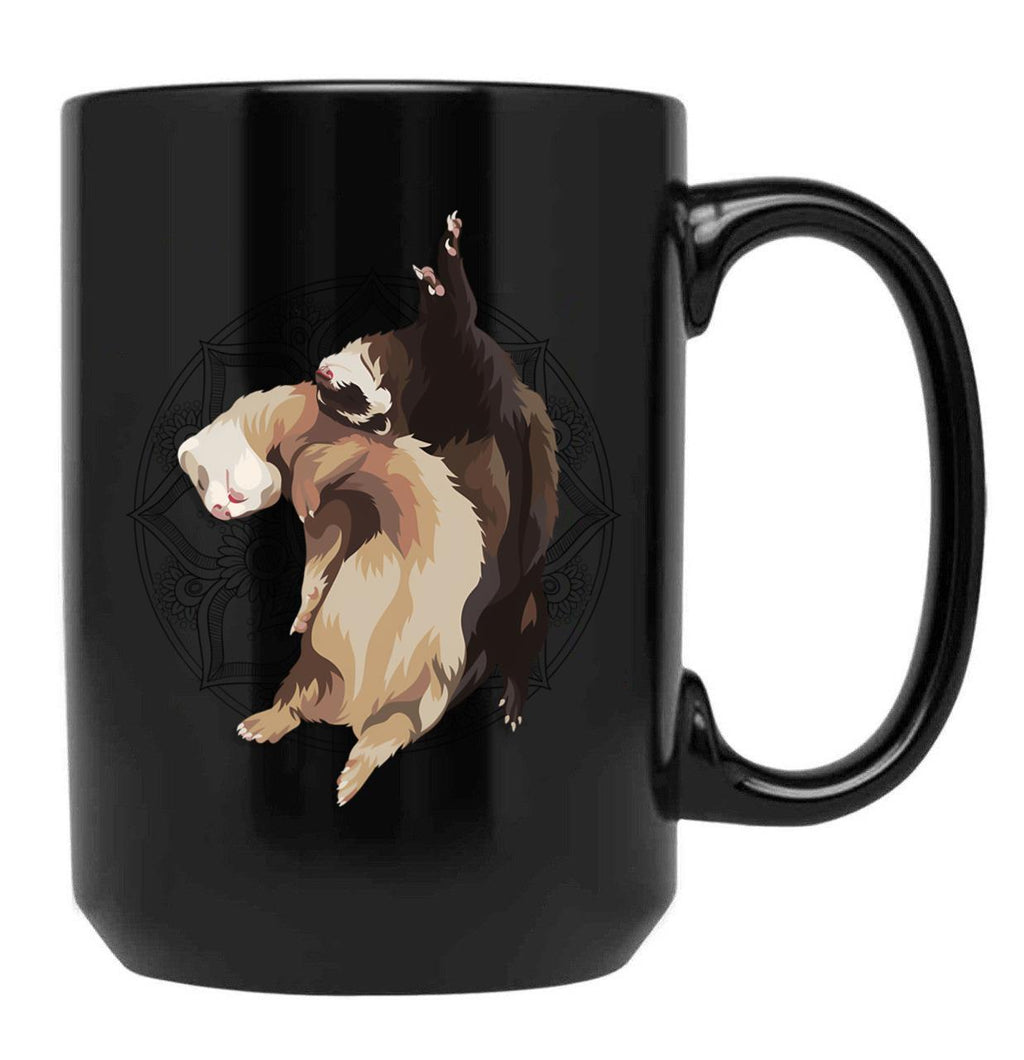 Ferret Art - Elinationart Black Coffee Mug, Gift Coffee Mug