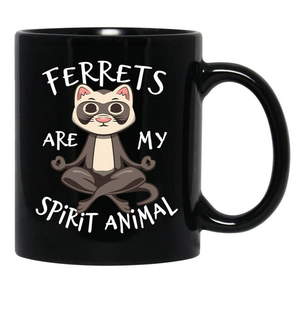 Ferret Lover Gift - Ferrets Are My Spirit Animal Black Coffee Mug, Gift Coffee Mug - Black