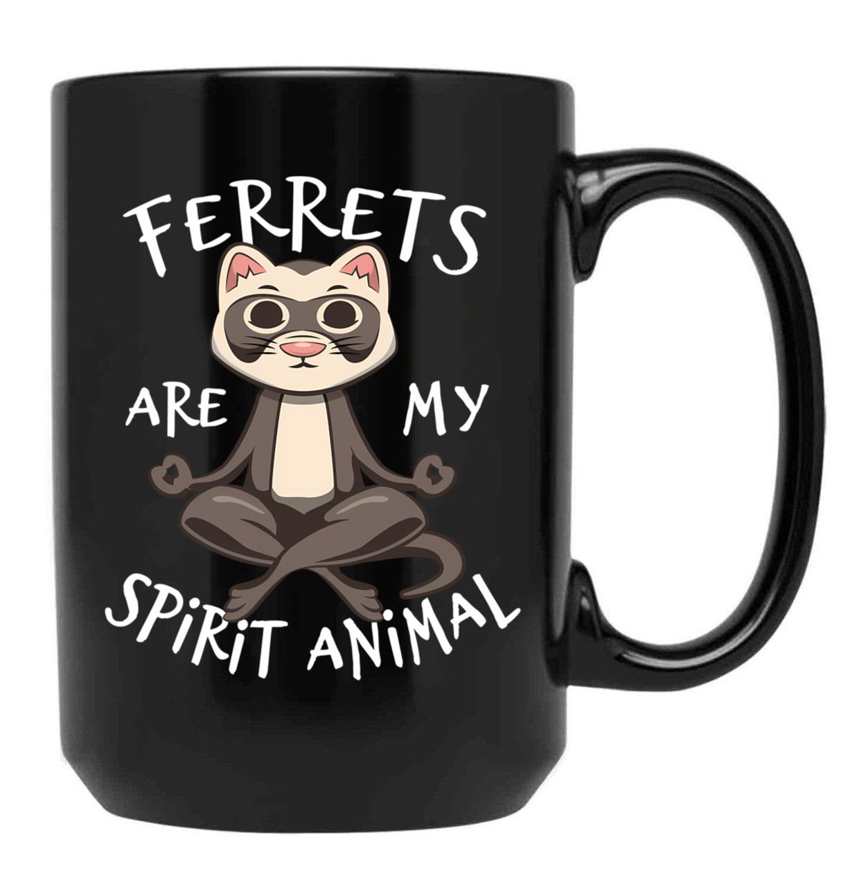 Ferret Lover Gift - Ferrets Are My Spirit Animal Black Coffee Mug, Gift Coffee Mug
