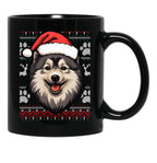 Finnish Lapphund Ugly Sweater Christmas Black Coffee Mug, Gift Coffee Mug - Black