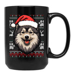 Finnish Lapphund Ugly Sweater Christmas Black Coffee Mug, Gift Coffee Mug