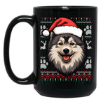 Finnish Lapphund Ugly Sweater Christmas Black Coffee Mug, Gift Coffee Mug