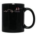 Firefighter Heartbeat Black Coffee Mug, Gift Coffee Mug - Black