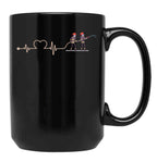 Firefighter Heartbeat Black Coffee Mug, Gift Coffee Mug