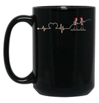 Firefighter Heartbeat Black Coffee Mug, Gift Coffee Mug