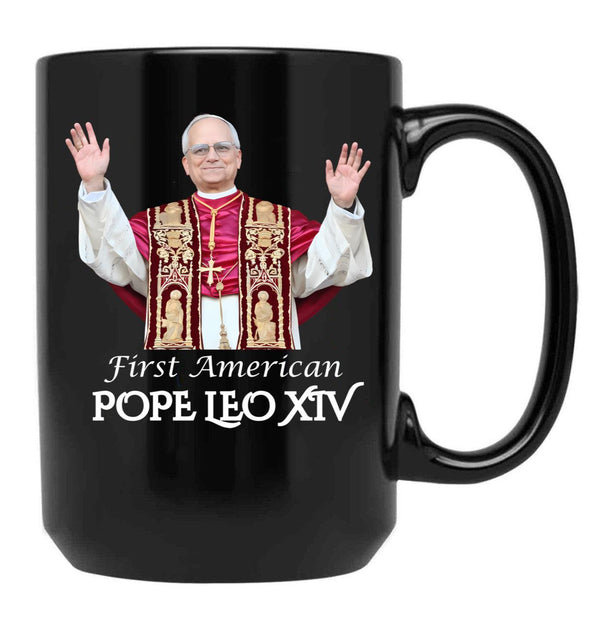First American Pope Leo Xiv (1) Black Coffee Mug - Black