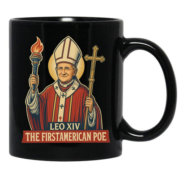 First American Pope Leo Xiv Black Coffee Mug - Black