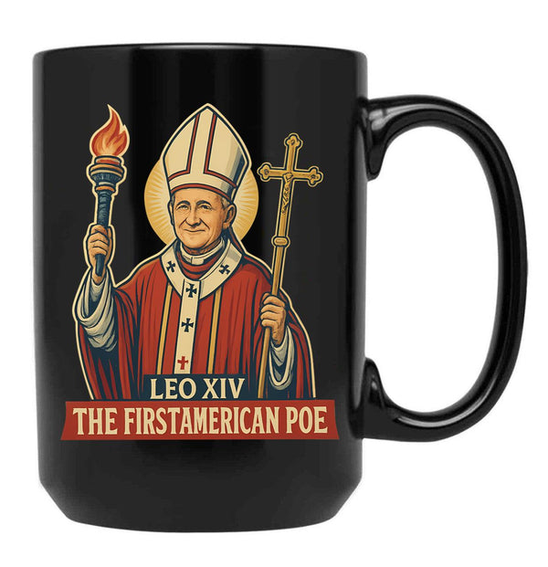 First American Pope Leo Xiv Black Coffee Mug - Black