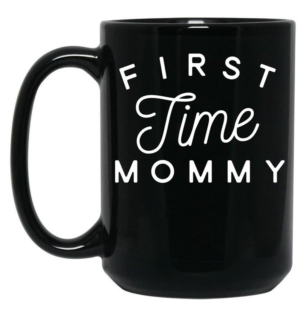 First Time Mommy (5) Black Coffee Mug, Gift Coffee Mug