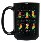 Fischer'S Lovebird Ugly Christmas Pattern Black Coffee Mug, Gift Coffee Mug