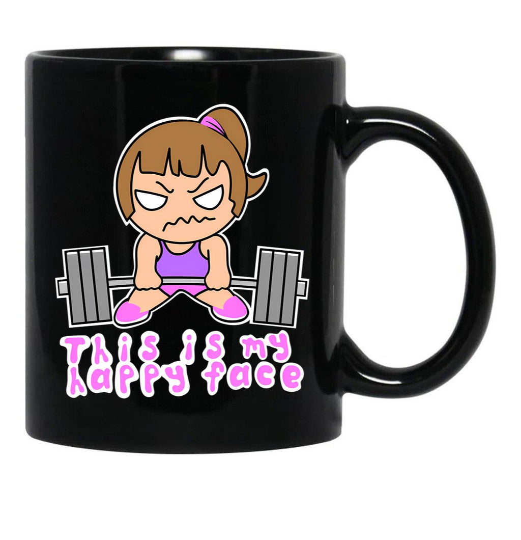 Fitness Funny Barbell Girl Black Coffee Mug, Gift Coffee Mug - Black