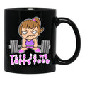 Fitness Funny Barbell Girl Black Coffee Mug, Gift Coffee Mug - Black