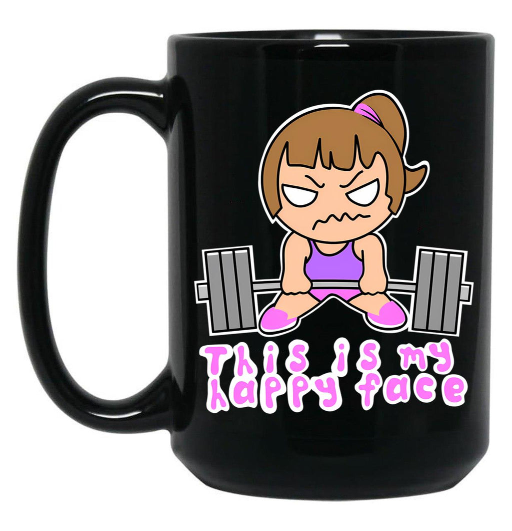 Fitness Funny Barbell Girl Black Coffee Mug, Gift Coffee Mug