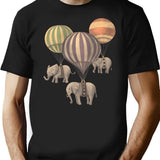 Flight Of The Elephants T-Shirt for Men & Women, T-Shirts Graphic Tee - Black