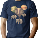 Flight Of The Elephants T-Shirt for Men & Women, T-Shirts Graphic Tee - Navy