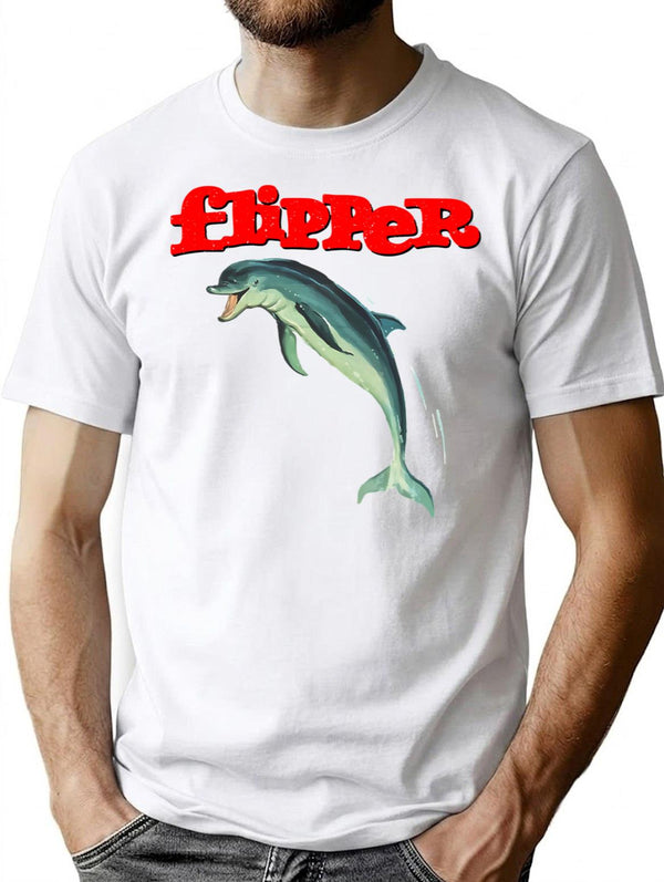 Flipper Vintage T-Shirt for Men & Women, T-Shirts Graphic Tee - White