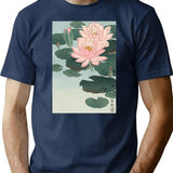 Flowering Water Lily Ohara Koson T-Shirt for Men & Women, T-Shirts Graphic Tee - Navy