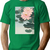 Flowering Water Lily Ohara Koson T-Shirt for Men & Women, T-Shirts Graphic Tee - Green