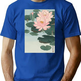 Flowering Water Lily Ohara Koson T-Shirt for Men & Women, T-Shirts Graphic Tee - Blue