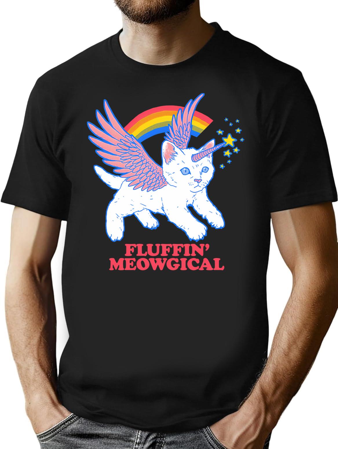Fluffin' Meowgical T-Shirt for Men & Women, T-Shirts Graphic Tee - Black
