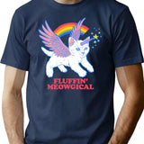 Fluffin' Meowgical T-Shirt for Men & Women, T-Shirts Graphic Tee - Navy