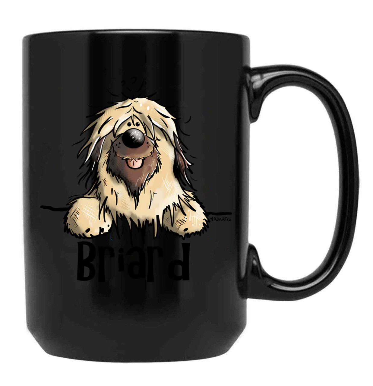 Fluffy Briard Dog - Berger De Brie Black Coffee Mug, Gift Coffee Mug
