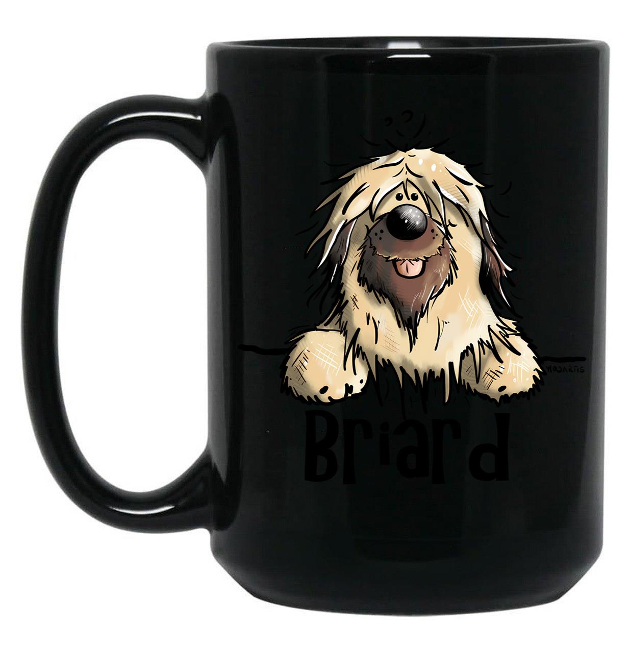 Fluffy Briard Dog - Berger De Brie Black Coffee Mug, Gift Coffee Mug