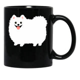 Fluffy White Pomeranian Black Coffee Mug, Gift Coffee Mug - Black