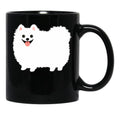 Fluffy White Pomeranian Black Coffee Mug, Gift Coffee Mug - Black