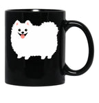 Fluffy White Pomeranian Black Coffee Mug, Gift Coffee Mug - Black