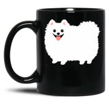 Fluffy White Pomeranian Black Coffee Mug, Gift Coffee Mug - Black