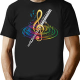 Flutist Vintage Flute T-Shirt for Men & Women, T-Shirts Graphic Tee - Black