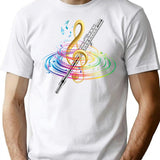 Flutist Vintage Flute T-Shirt for Men & Women, T-Shirts Graphic Tee - White