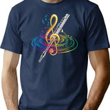 Flutist Vintage Flute T-Shirt for Men & Women, T-Shirts Graphic Tee - Navy