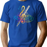 Flutist Vintage Flute T-Shirt for Men & Women, T-Shirts Graphic Tee - Blue