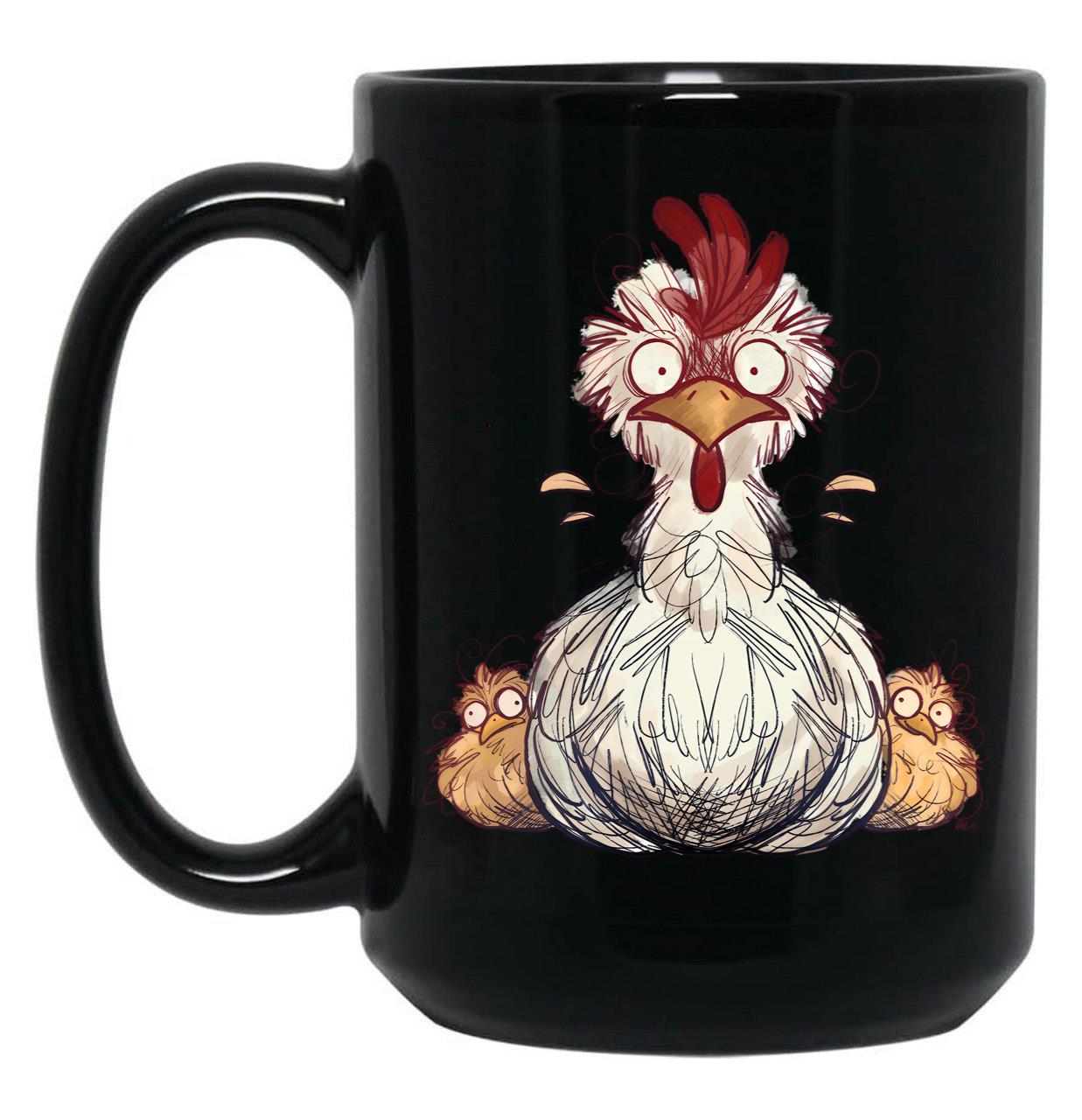Frazzled Chickens Black Coffee Mug, Gift Coffee Mug