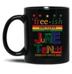 Free-Ish Since 1865 With Pan African Flag For Juneteenth Black Coffee Mug
