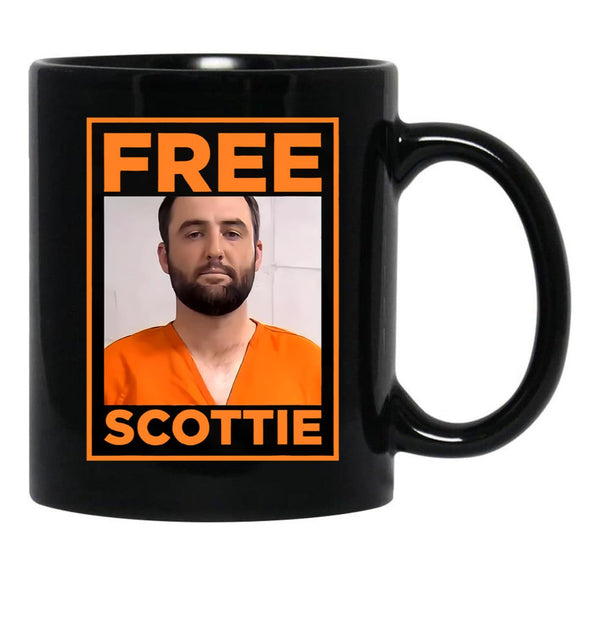 Free Scottie Mug Shot Funny Humour Black Coffee Mug, Gift Coffee Mug - Black